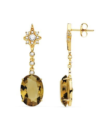 18K PENDIENTES PIEDRA PERA...