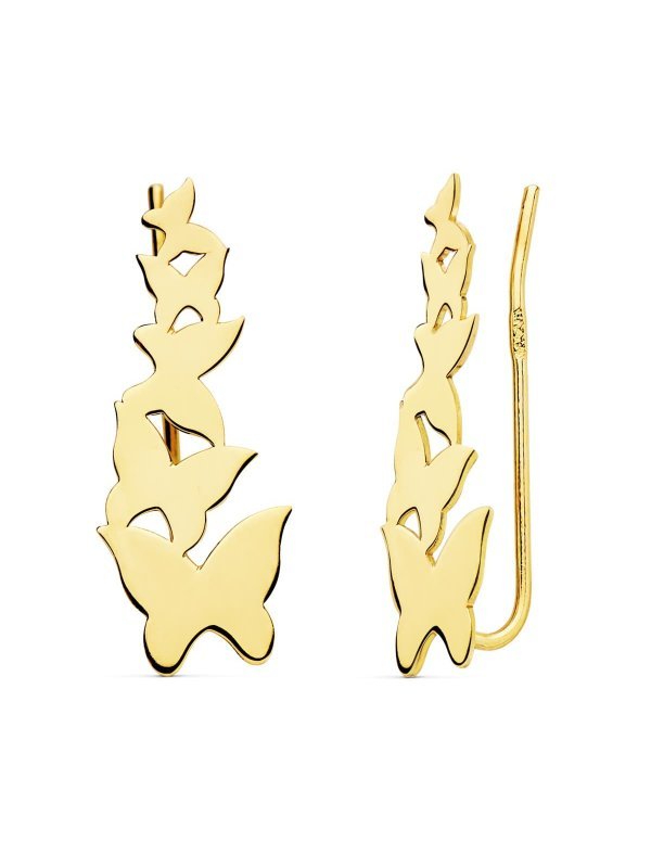 18K PENDIENTES TREPADORES MARIPOSAS...
