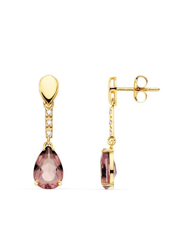 18K PENDIENTES ORO AMARILLO PIEDRA...