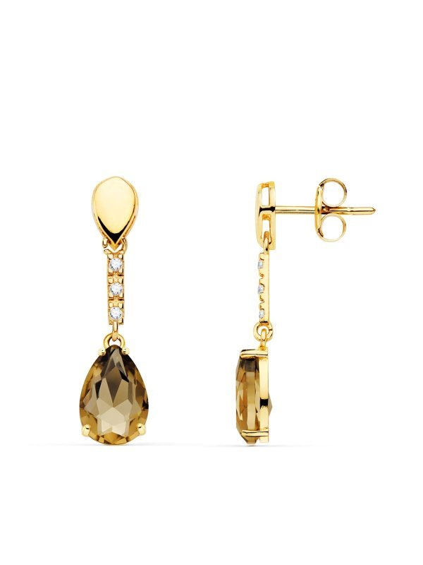 18K PENDIENTES ORO AMARILLO PIEDRA...