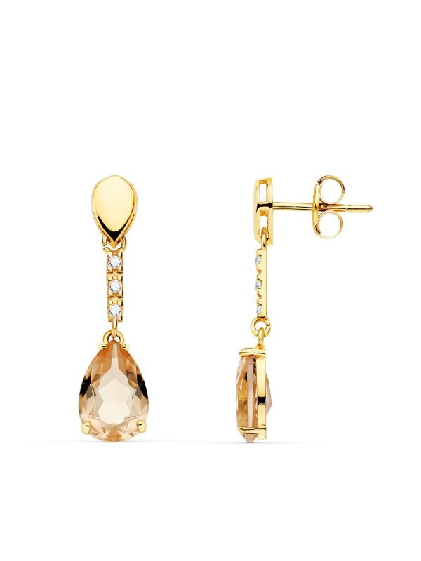 18K PENDIENTES ORO AMARILLO PIEDRA...