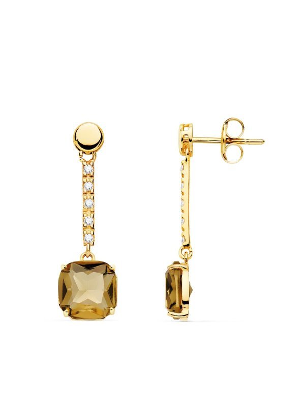 18K PENDIENTES ORO AMARILLO PIEDRA...
