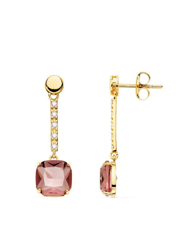 18K PENDIENTES ORO AMARILLO PIEDRA...