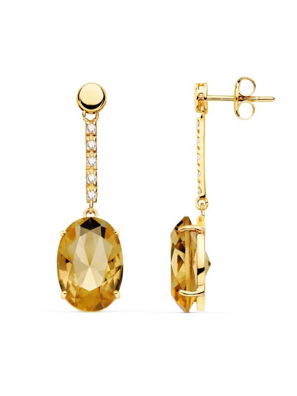 18K PENDIENTES ORO AMARILLO PIEDRA...