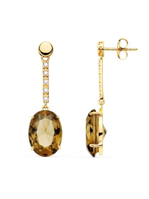 18K PENDIENTES ORO AMARILLO PIEDRA...