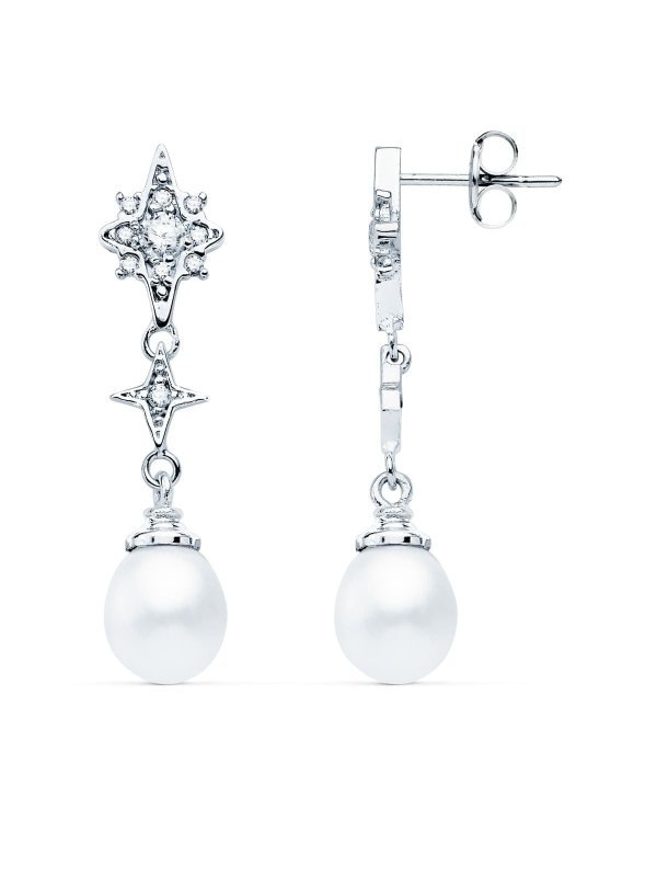 18K PENDIENTES LARGOS ORO BLANCO...