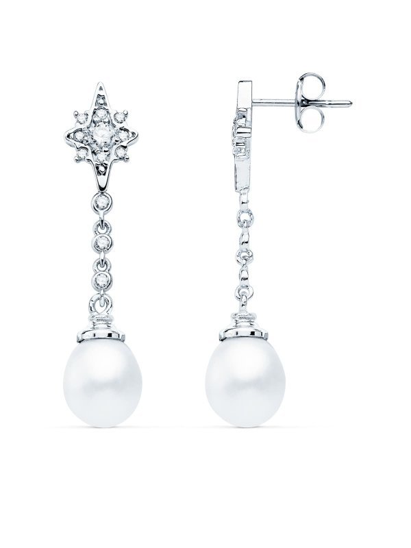 18K PENDIENTES LARGOS ORO BLANCO...