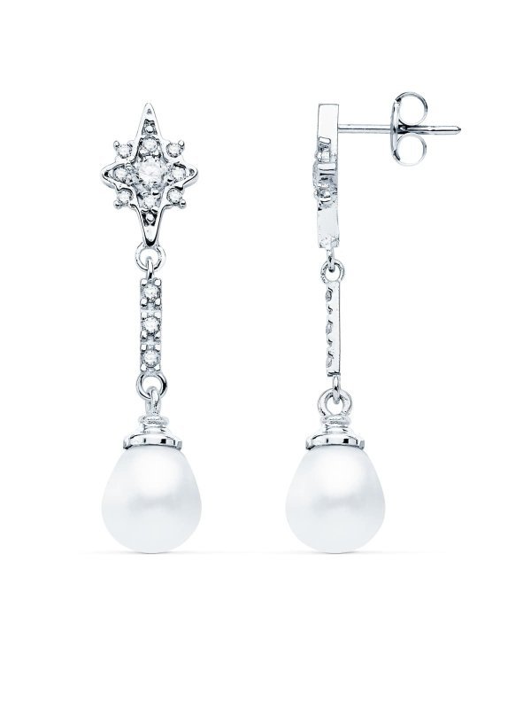 18K PENDIENTES LARGOS ORO BLANCO...