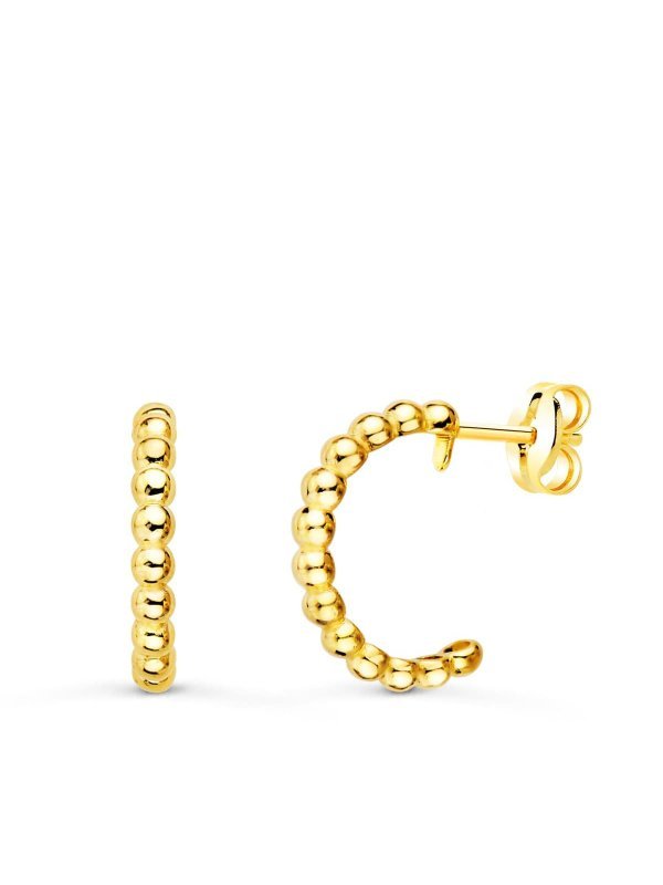18K AROS ORO AMARILLO ABIERTOS BOLAS...