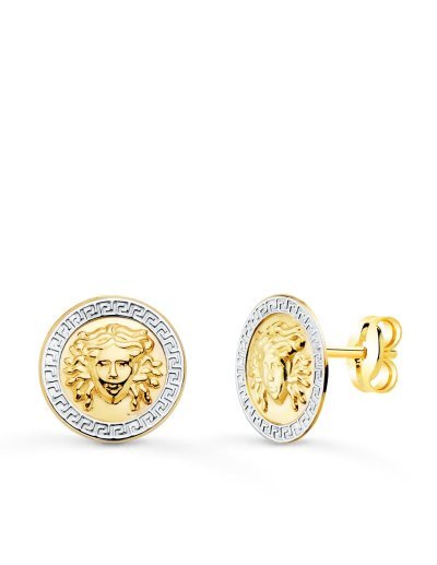 18K PENDIENTES ORO BICOLOR...