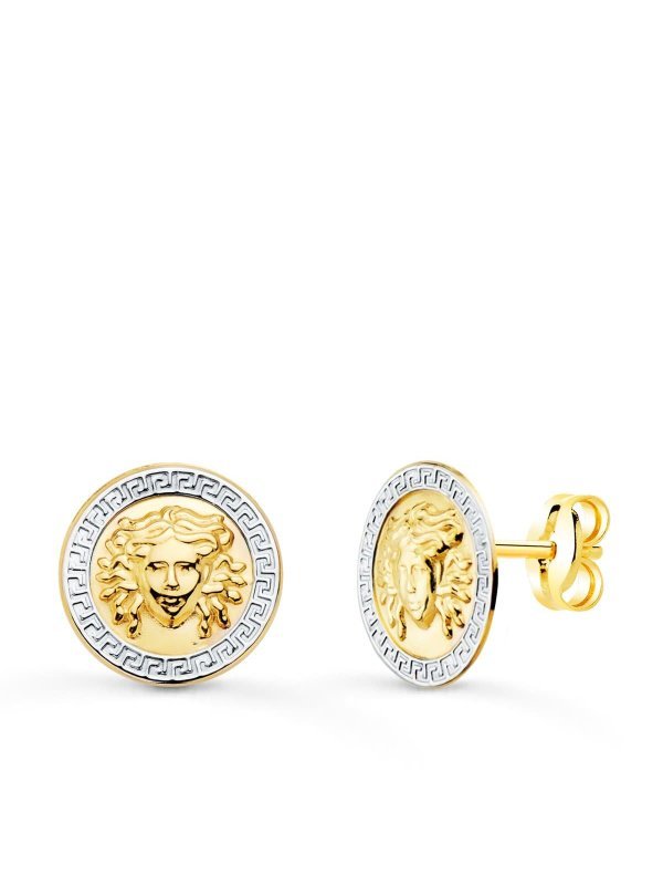 18K PENDIENTES ORO BICOLOR MEDUSA Y...