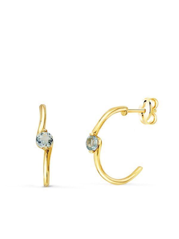 18K PENDIENTES ORO AMARILLO MEDIO ARO...