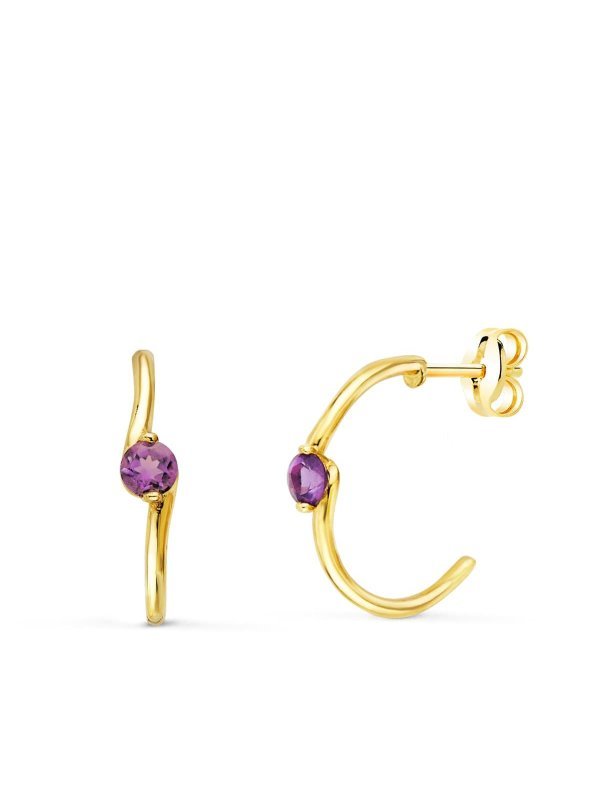 18K PENDIENTES ORO AMARILLO MEDIO ARO...
