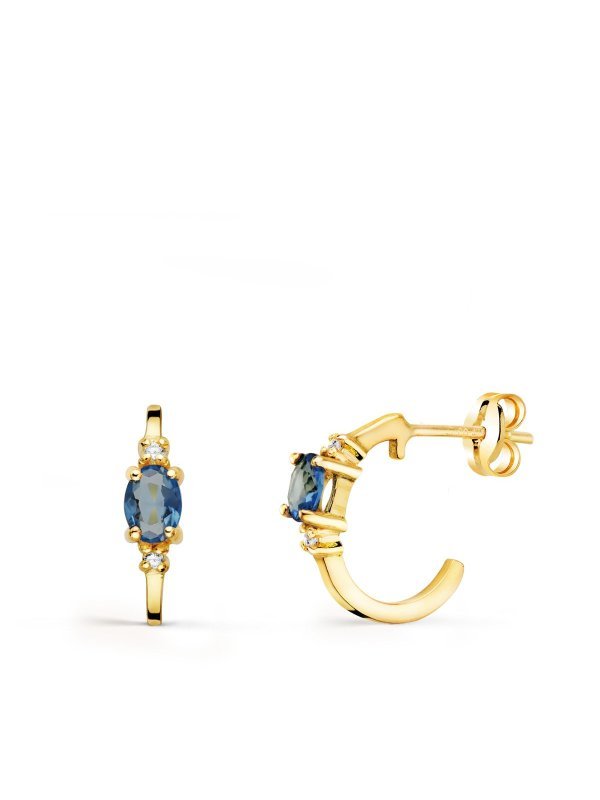 18K PENDIENTES ORO AMARILLO MEDIO ARO...