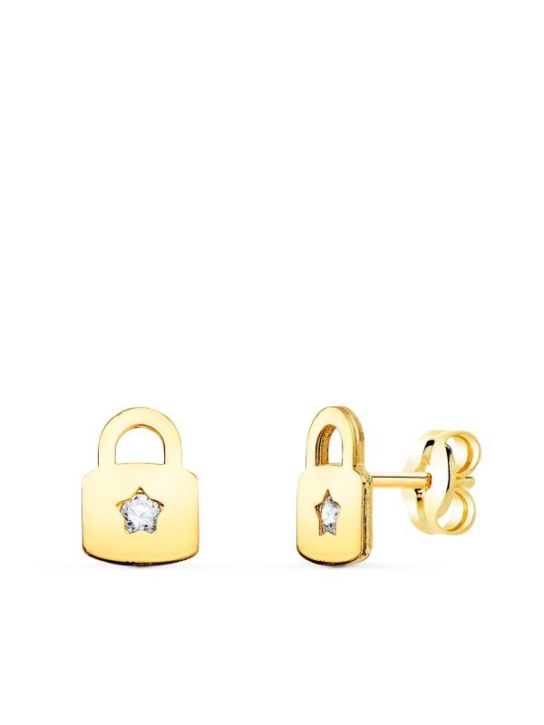 18K PENDIENTES ORO AMARILLO CANDADO...