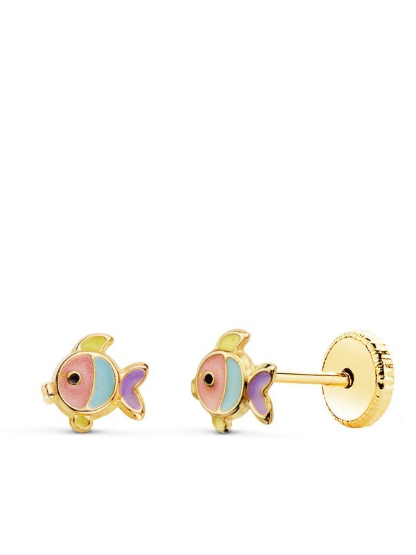 18K PENDIENTES ORO AMARILLO PECES...