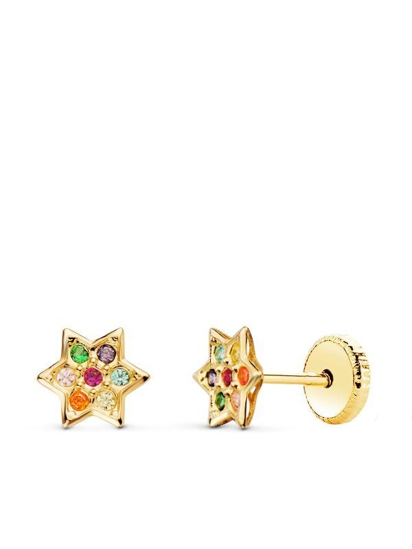 18K PENDIENTES ORO AMARILLO ESTRELLA...