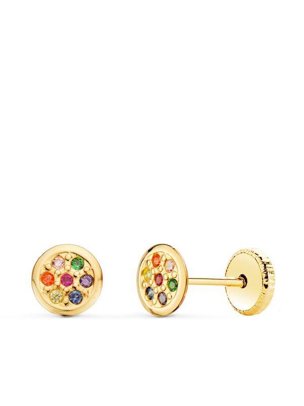 18K PENDIENTES ORO AMARILLO REDONDOS...