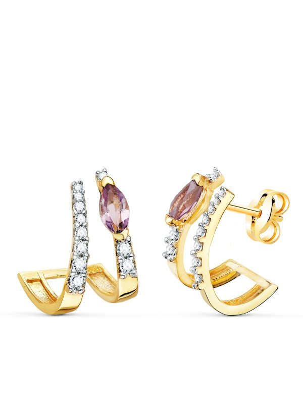 18K PENDIENTES ORO AMARILLO BANDAS...