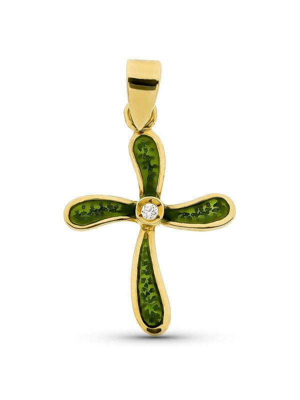 18K CRUZ ORO AMARILLO ESMALTADA...