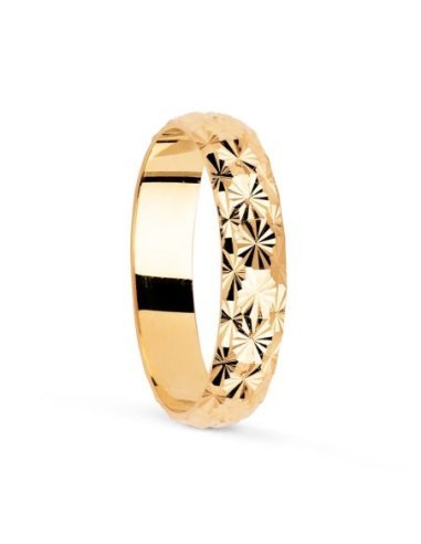 18K ALIANZA ORO AMARILLO DIAMANTADA 4 MM