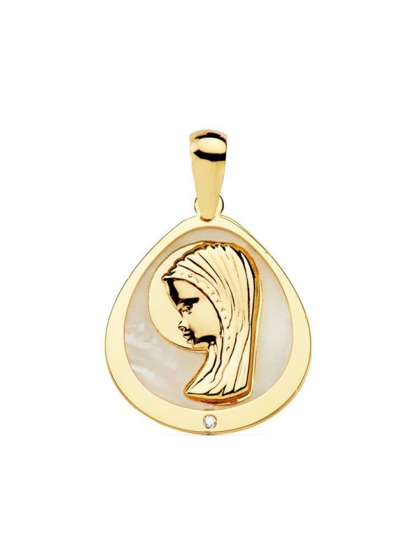 18K MEDALLA VIRGEN NIÃ‘A NACAR 18X16 MM