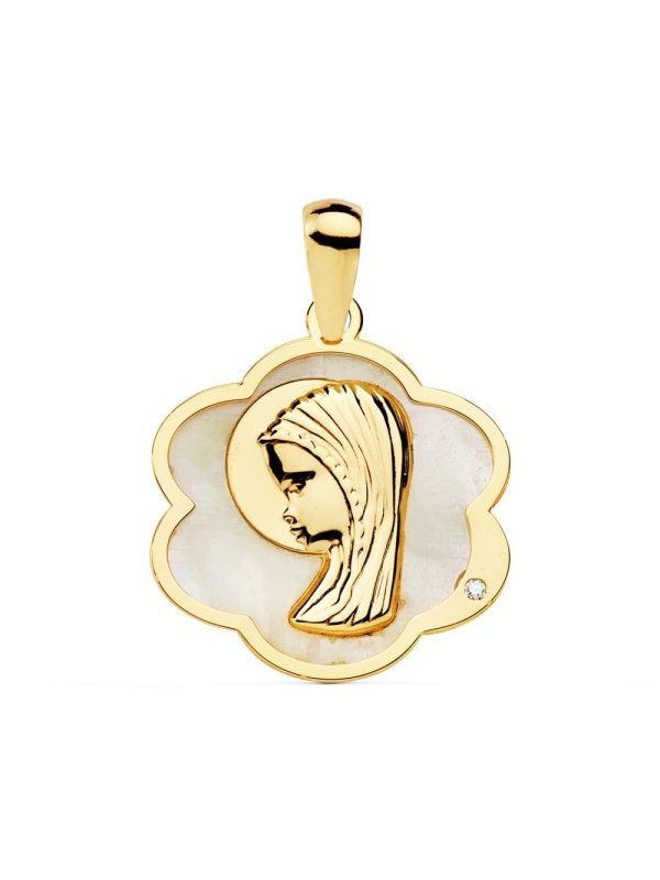 18K MEDALLA ORO AMARILLO FLOR CON...