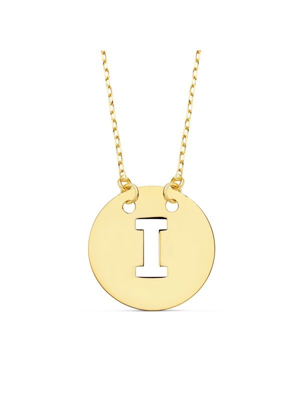18K COLGANTE LETRA  I  15 MM CADENA...