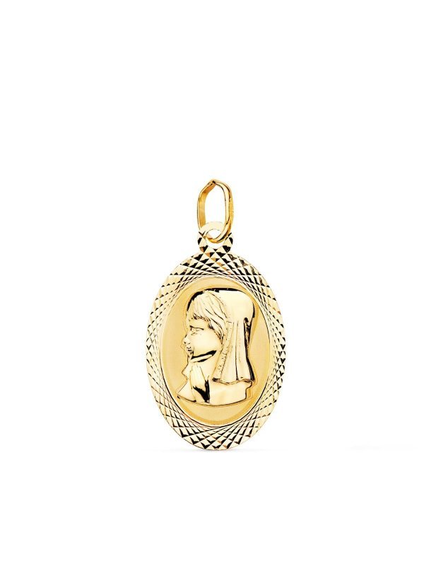 18K MEDALLA VIRGEN NIÃ‘A OVAL TALLADA...
