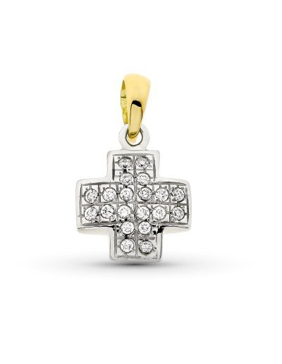 18K CRUZ ORO BICOLOR CON...