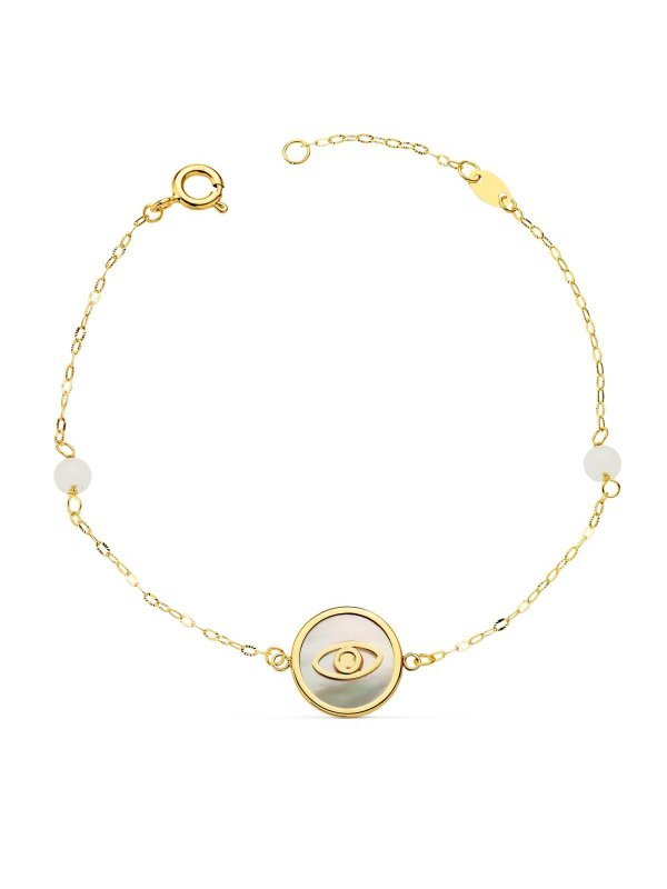 18K PULSERA NACAR CON OJO TURCO 12 MM...