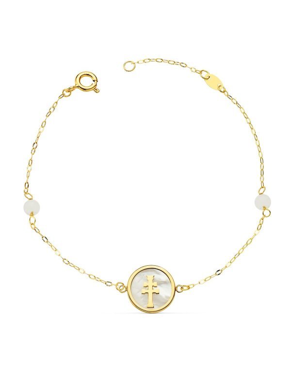 PULSERA NACAR CON CRUZ CARAVACA 12 MM...