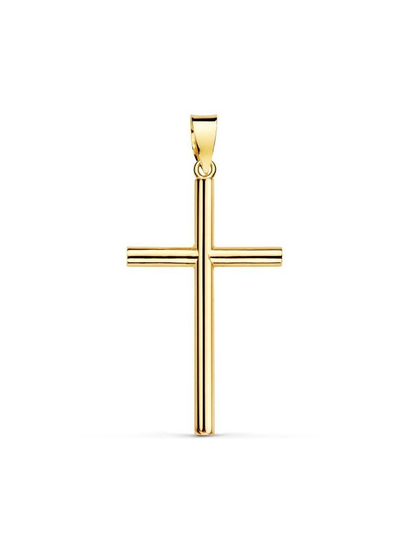 18K CRUZ ORO AMARILLO PALO LISO HUECO...