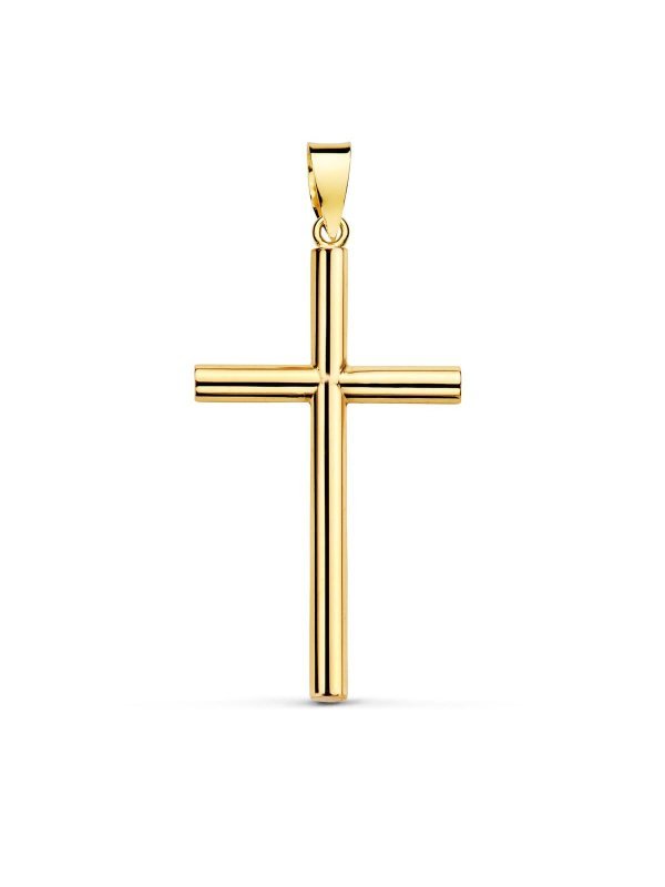 18K CRUZ ORO AMARILLO PALO LISO HUECO...