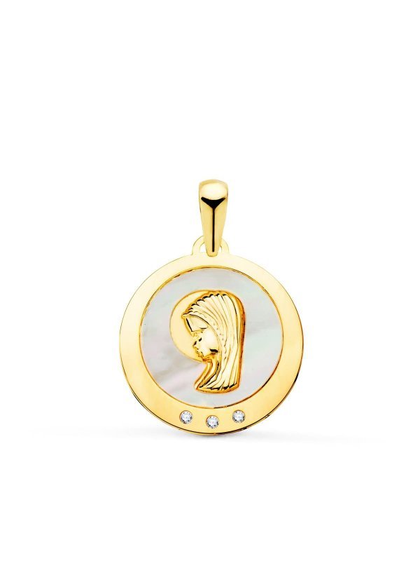 18K MEDALLA VIRGEN NIÃ‘A CON NACAR Y...
