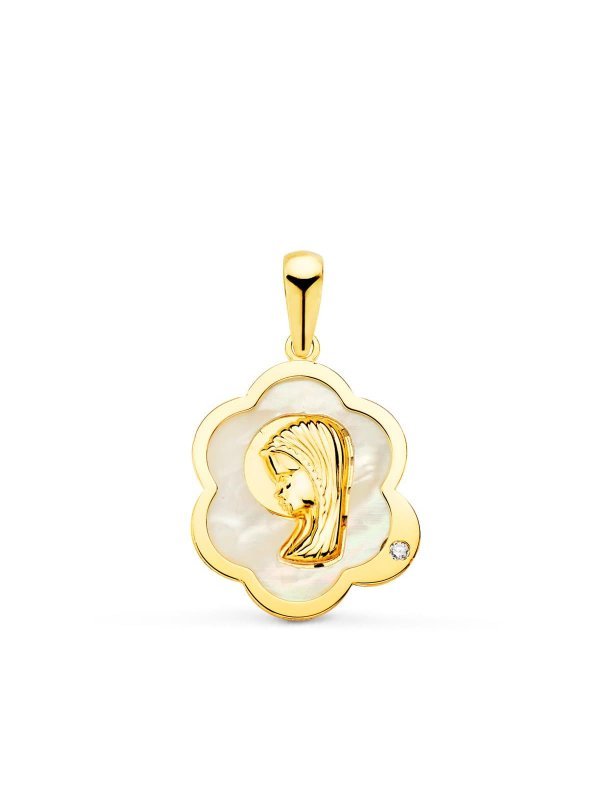 18K MEDALLA VIRGEN NIÃ‘A NUBE CON...