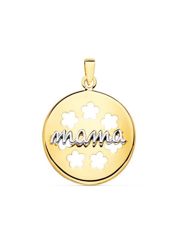 18K COLGANTE ORO BICOLOR REDONDO CON...