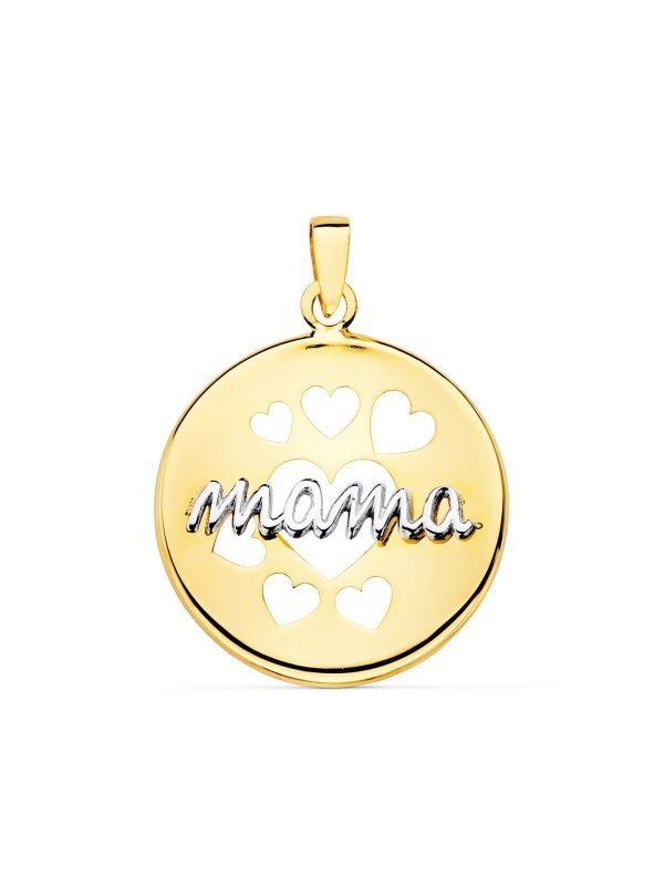 18K COLGANTE ORO BICOLOR REDONDO CON...
