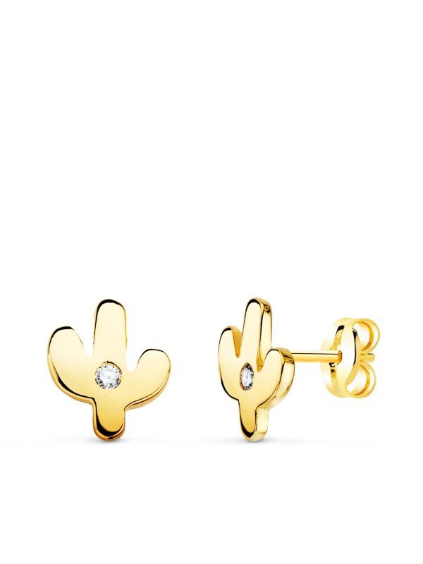18K PENDIENTES ORO AMARILLO CACTUS...