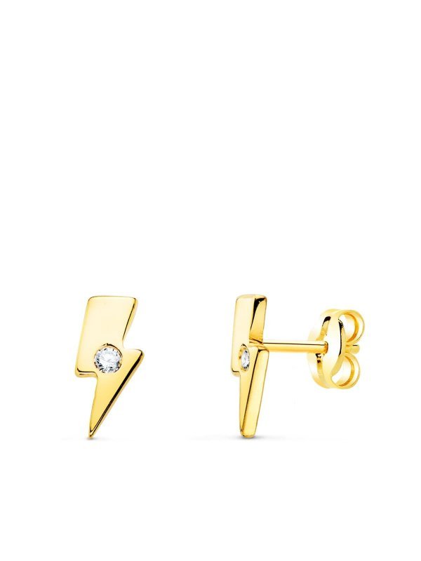 18K PENDIENTES ORO AMARILLO RAYO MINI...