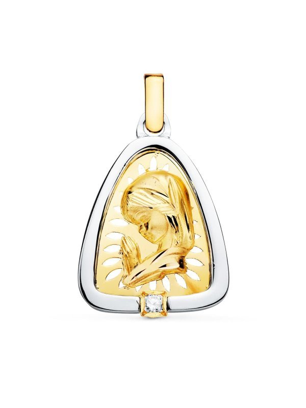 18K MEDALLA VIRGEN NIÃ‘A ORO Y PLATA...