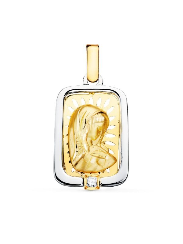 18K MEDALLA VIRGEN NIÃ‘A ORO Y PLATA...