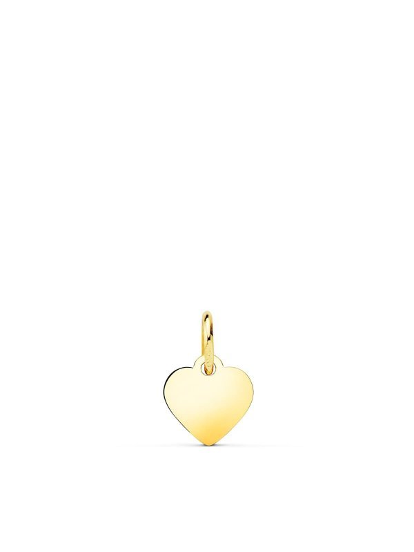 18K COLGANTE CHAPA CORAZON LISO EN...
