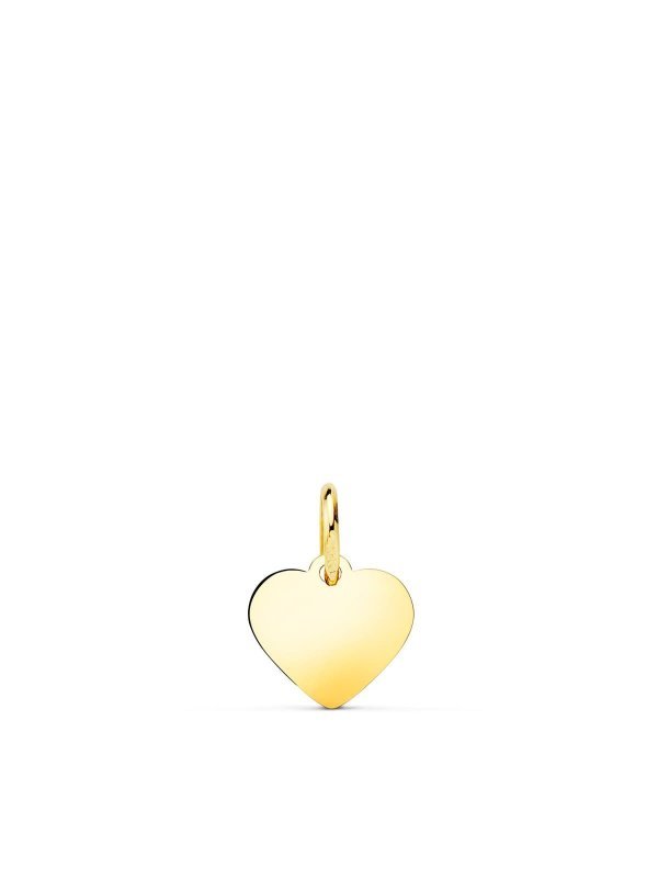 18K COLGANTE CHAPA CORAZON LISO EN...