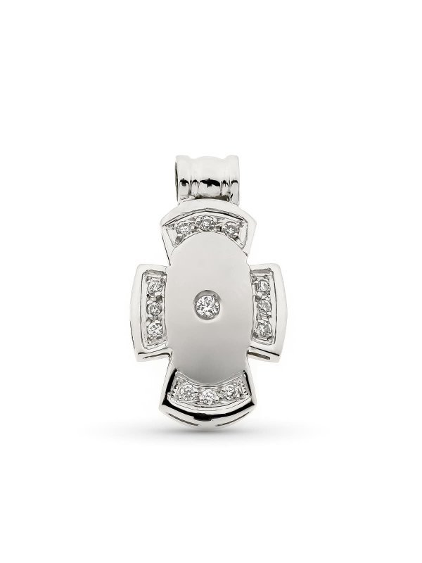 18K CRUZ HUECA ORO BLANCO CON...