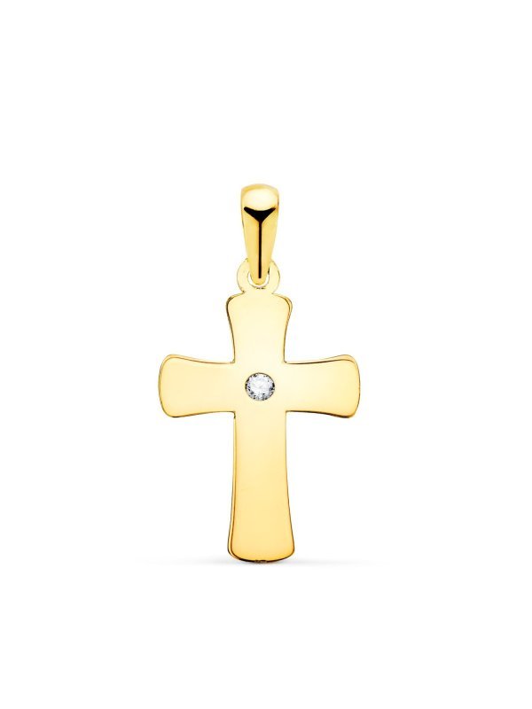 18K CRUZ ORO AMARILLO LISA EN BRILLO...