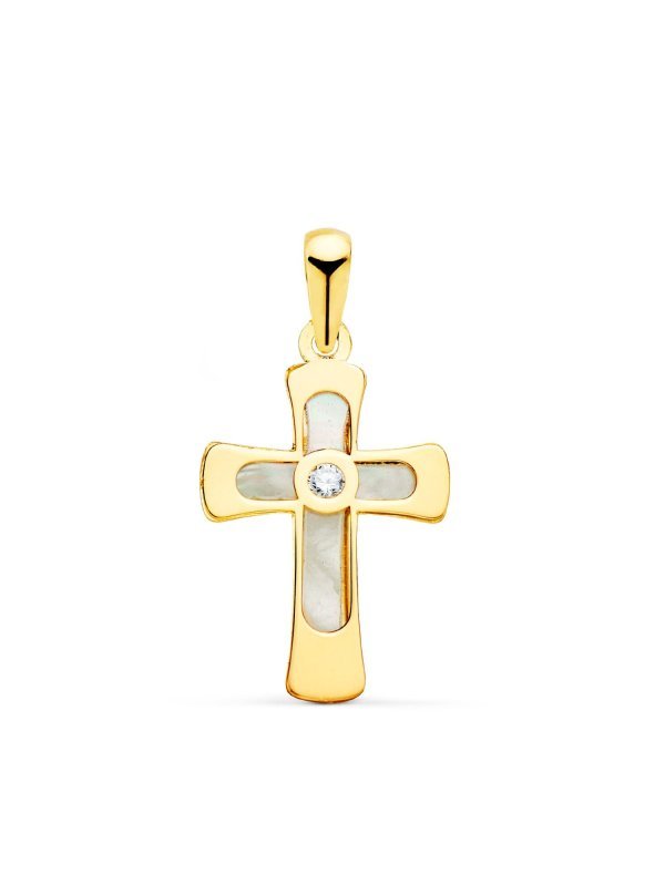 18K CRUZ ORO AMARILLO CON NACAR Y...