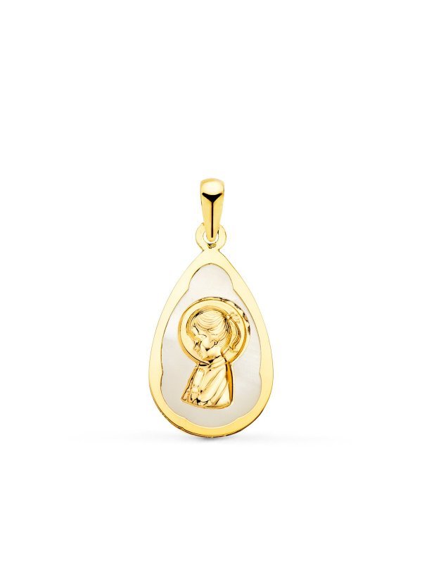 18K MEDALLA ORO AMARILLO GOTA CON...