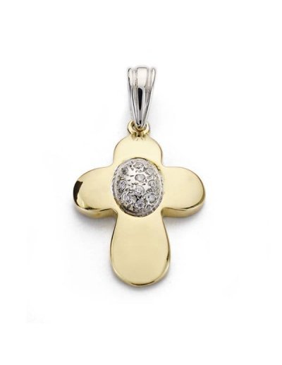 18K CRUZ BICOLOR CIRCONITAS...