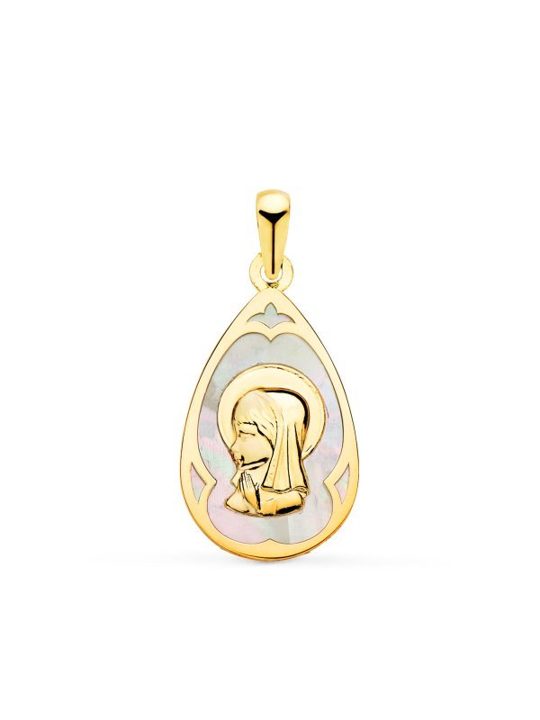18K MEDALLA ORO AMARILLO GOTA CON...